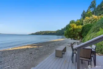 Custom-built beach deck for al-fresco happy hour socials RIGHT at waters edge!