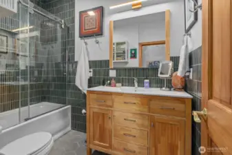 2nd Primary Suite luxury remodeled full bath with soaking tub   and gorgeous details.
