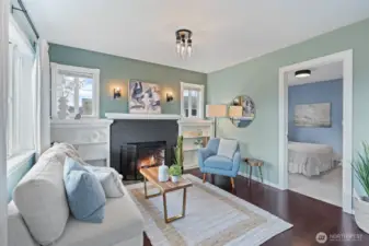 Cozy fireplace with built-ins