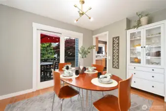 Sizeable light filled dining room with access to newer trex deck.