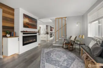 Electric fireplace creates a relaxing ambiance