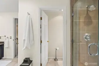 Personal toilet room boast tones of light.