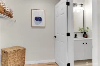 Laundry area and main floor half bath.