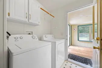 Laundry Room with Sun Room off the Back Door