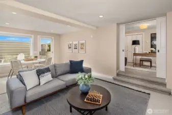 One of the two lower level bedrooms. This one was used as a bedroom but is staged as an office