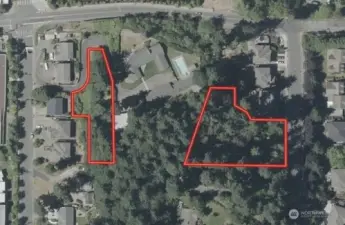 Overhead view with approximate boundaries in red.