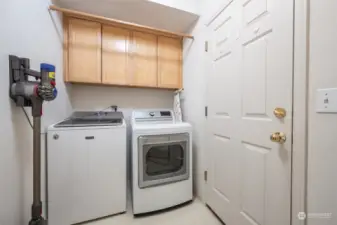 Laundry located off the family room and main floor bath.  Access to the garage is through the door.