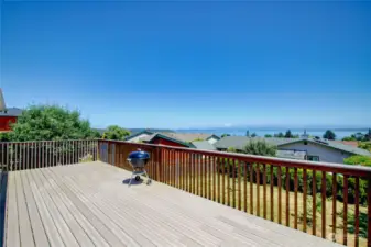 View from deck. Port Susan, Mt. Baker