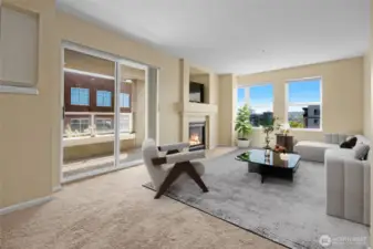 Lovely bright and spacious living area with patio and views to City and beyond. Virtually staged