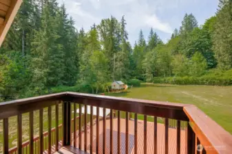 Primary suite balcony - views to the back yard