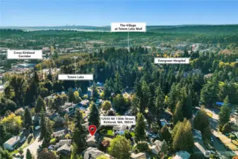 Prime Kirkland location tucked in a quiet neighborhood near the heart of Totem Lake. Evergreen Medical Center and The Village at Totem Lake Mall (Whole Foods, Trader Joes, Nordstrom Rack, and more!) are only a few minutes away. Cross Kirkland Corridor trail entrance is blocks away. Sno-King Ice Arena, Kingsgate Library, and more Kingsgate shops and restaurants are only about one mile away too!
