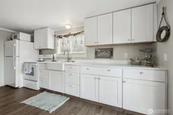 Newer counter tops and updated cabinets