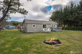 Backyard complete with fire pit