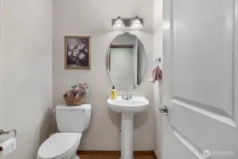 Main-level powder room—perfectly positioned for guest convenience.