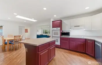 Kitchen looking into the Dining area and Living room