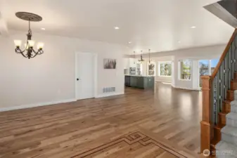 Gleaming hardwoods grace the main floor living spaces