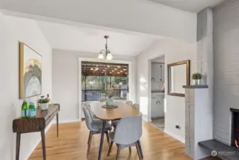 Close up view of the Dining Area featuring slider to the covered expansive back deck