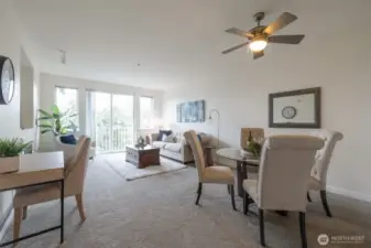 Top floor  living room & primary suite city, pond views