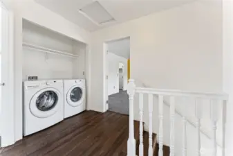Convenient upstairs washer and dryer included.