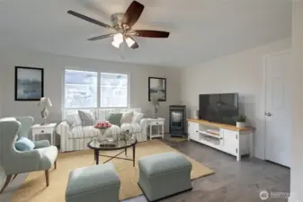 Living room, virtually staged
