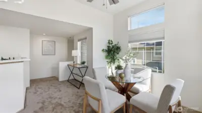 This bright dining area offers a peaceful spot to start or end your day.