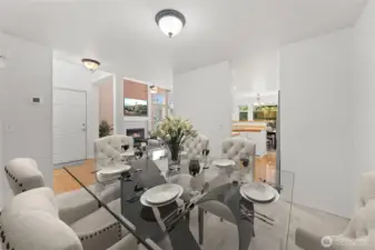 Flexible dining space that can also serve as a workspace or additional living area