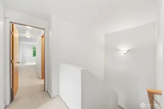 Hallway at the top of the stairs~Primary is set away nicely from the other 2 bedrooms