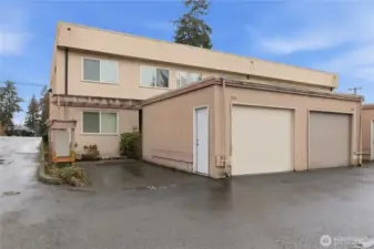 A new garage door was just installed! There is a man-door for easy access coming & going. 1 reserved spot is right in front of the unit, #304.