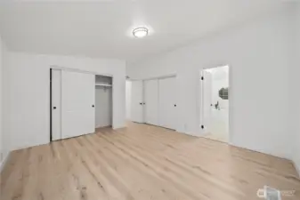 Primary with double closets and 5 pc bath to right