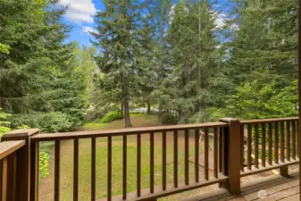 Upstairs balcony overlooking backyard