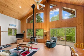 Cozy wood-burning fireplace