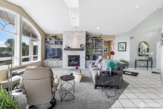 On chilly nights you can feel warm and cozy with this living roomfireplace!