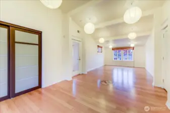Bonus room with custom flooring with hand cut inlays