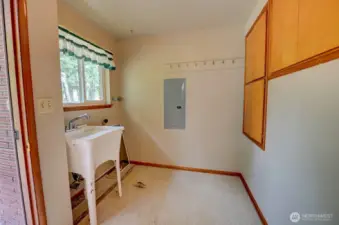 Utility room on main floor of kitchen, to left after you enter from back door.
