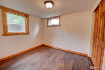 Bedroom in lower level/finished basement with closet