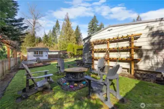 The firepit area behind the shop is private and quaint.