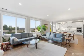 So much natural light from these west facing windows which showcase Olympic Mountain Views.