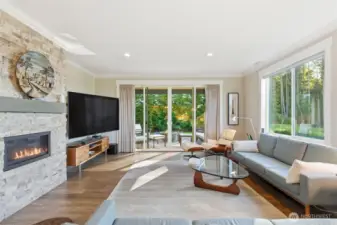 This Family area extends to the covered porch beyond for extra entertaining area.