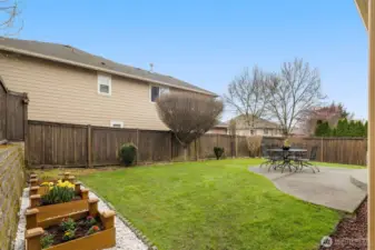 Fully fenced backyard