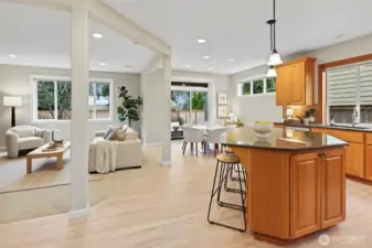 Open concept main living area with eat-in kitchen