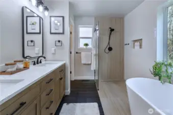 Beautiful primary bath, custom tile