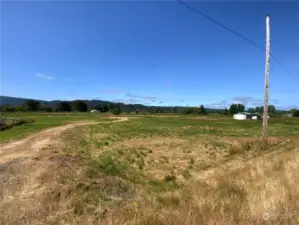 Rock-fill road into leveled area