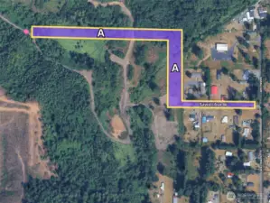 Overhead view with approximate boundaries in yellow and highlighted in purple.