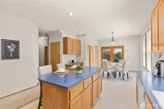 Open kitchen and dining space