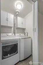 Full-size washer/dryer nearly new and stay with unit.