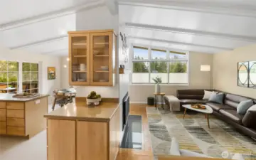 Living/dining area offers abundance of natural lighting