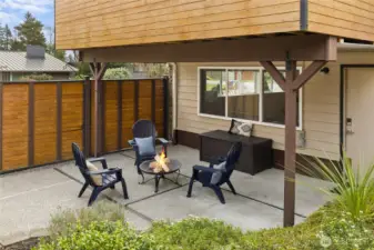 Covered patio just outside lower living area