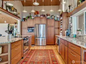 Customer Kitchen with granite counters and African Sapele cabinets