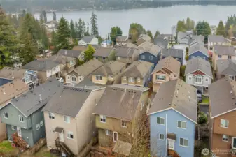 Aerial view of backside of home