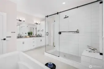 Spa Inspired Primary Bathroom.  All pictures are of actual home.